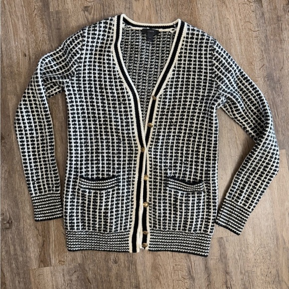 J. Crew • 100% Merino Wool Gold Button Cardigan Sweater - Picture 6 of 11